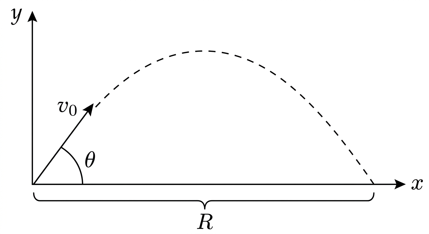 Mika projectile motion diagram with parabolic trajectory